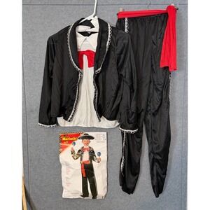 Forum Novelties Mariachi Dancer Costume Kid L 12-14 Black Silver Charro Dress Up